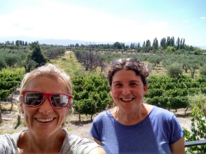 Tor and Sarah enjoying the mountain view from Mevi vineyard terrace